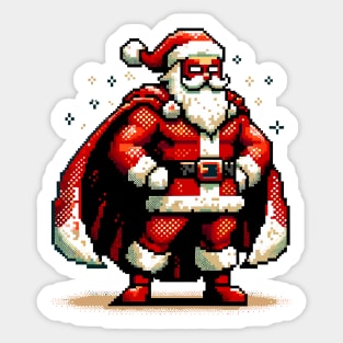 Santa Claus, the Superhero of Christmas: Pixel Art Tee Sticker